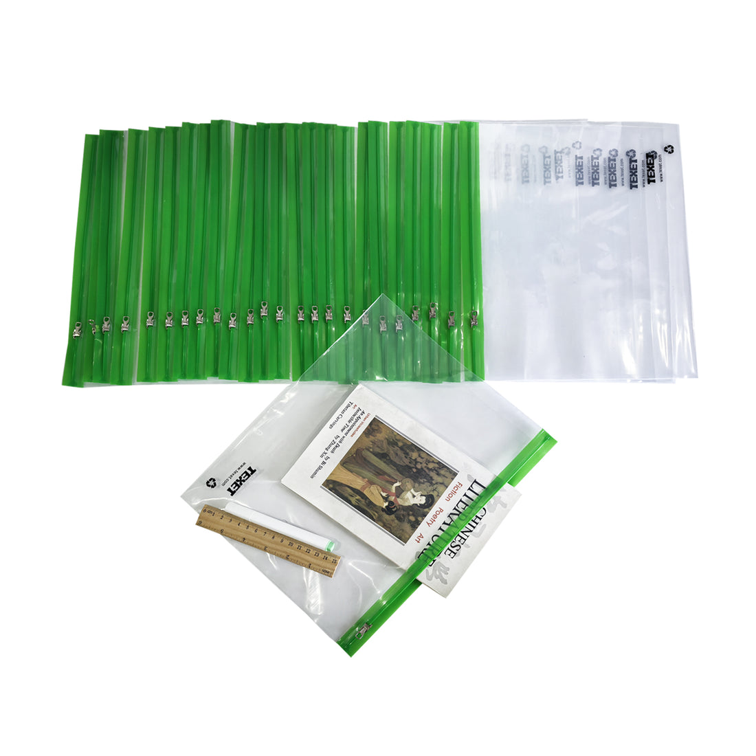 A4 Green Zipped Wallet, Pack of 25