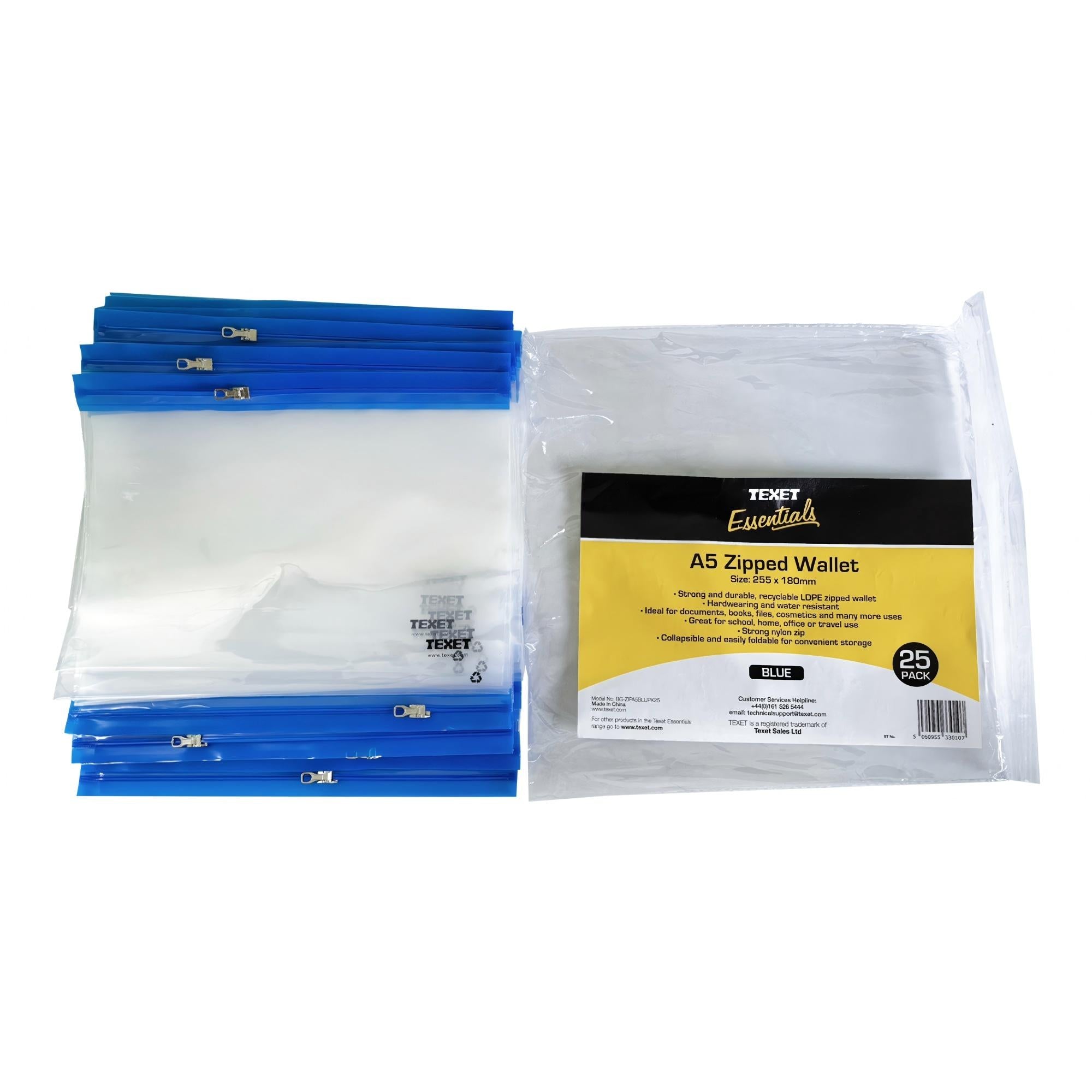 A5 Blue Zipped Wallet, Pack of 25