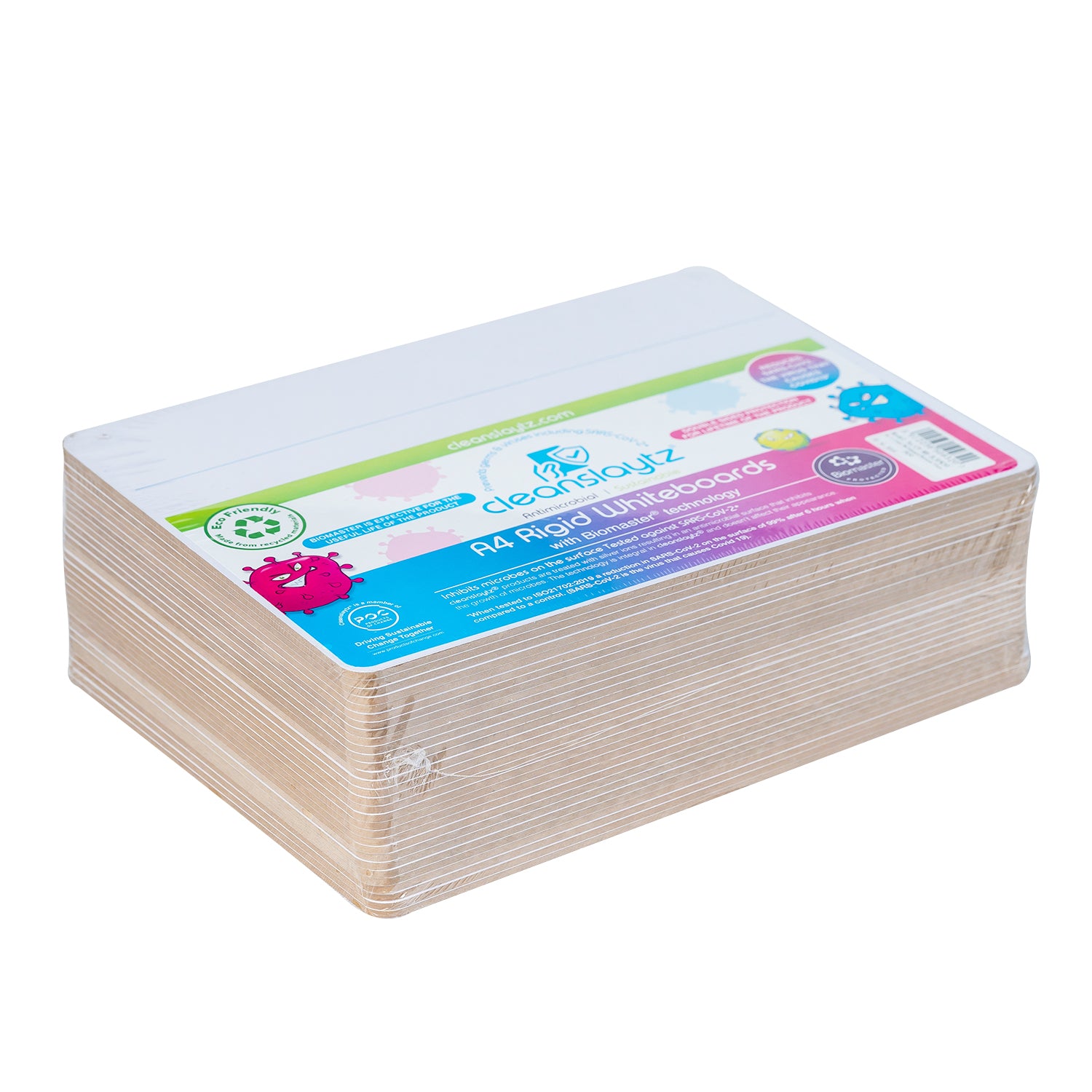 A4 Rigid 3-Lined/Plain Eco Antimicrobial Drywipe Boards, Pack of 30