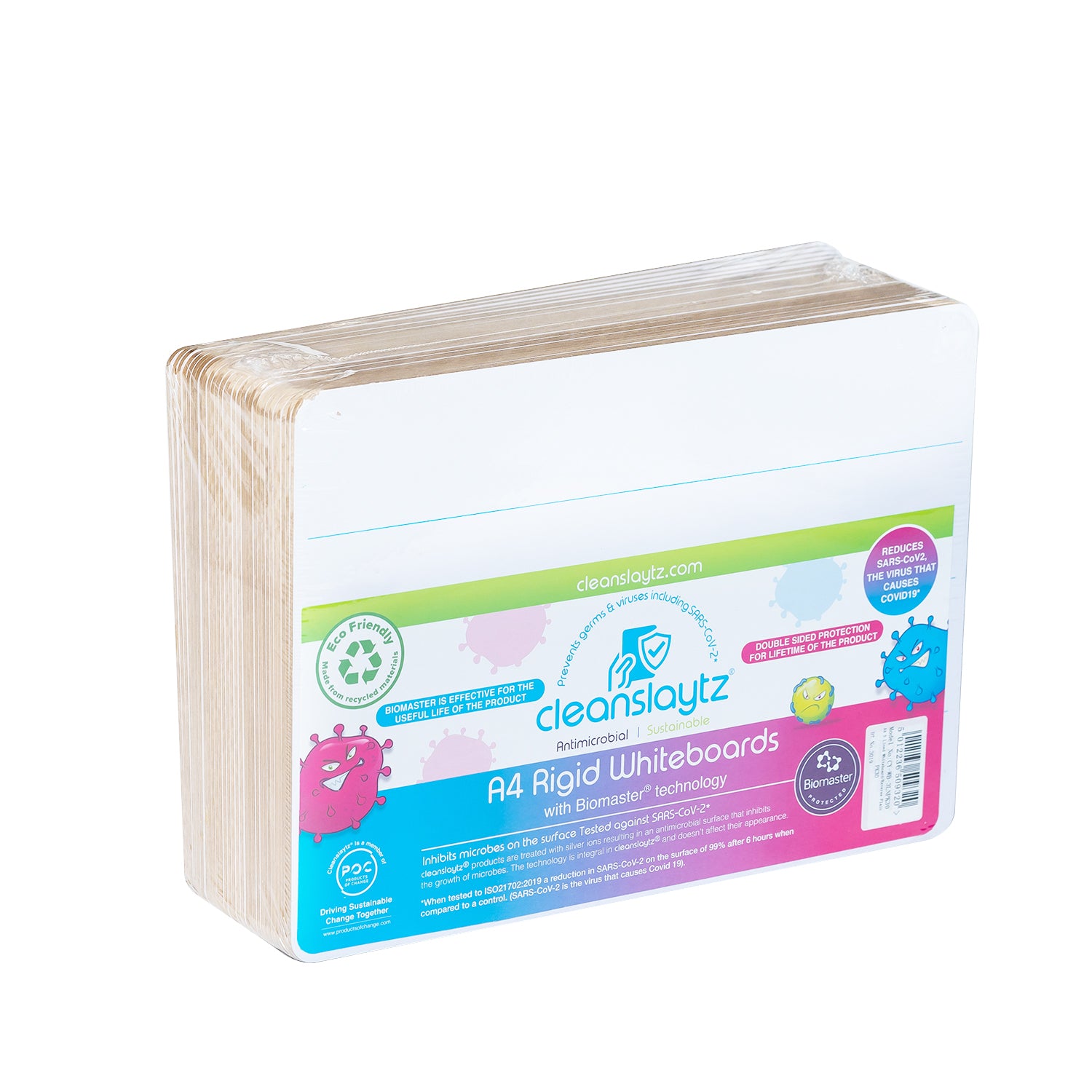 A4 Rigid 3-Lined/Plain Eco Antimicrobial Drywipe Boards, Pack of 30