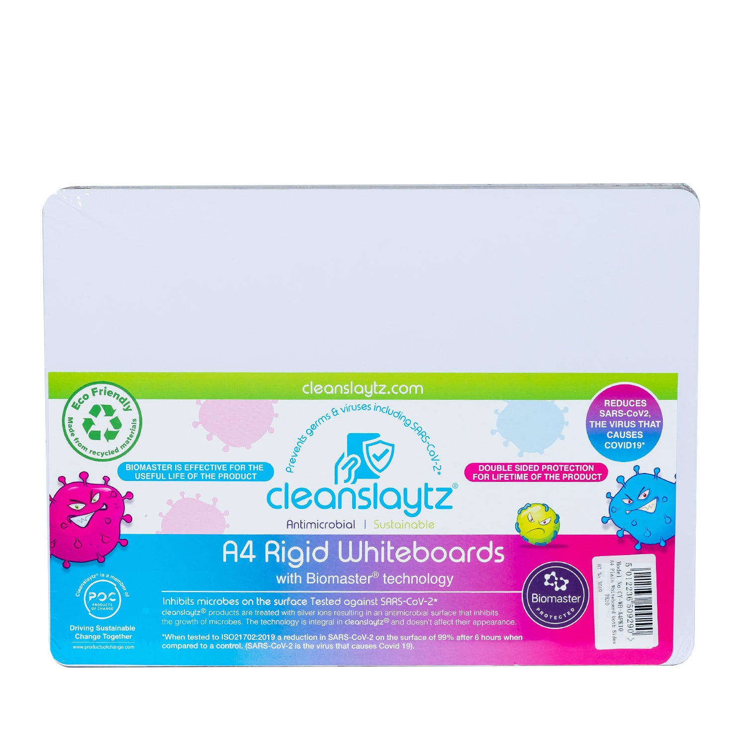 A4 Rigid Plain/Plain Eco Antimicrobial Drywipe Boards, Pack of 10