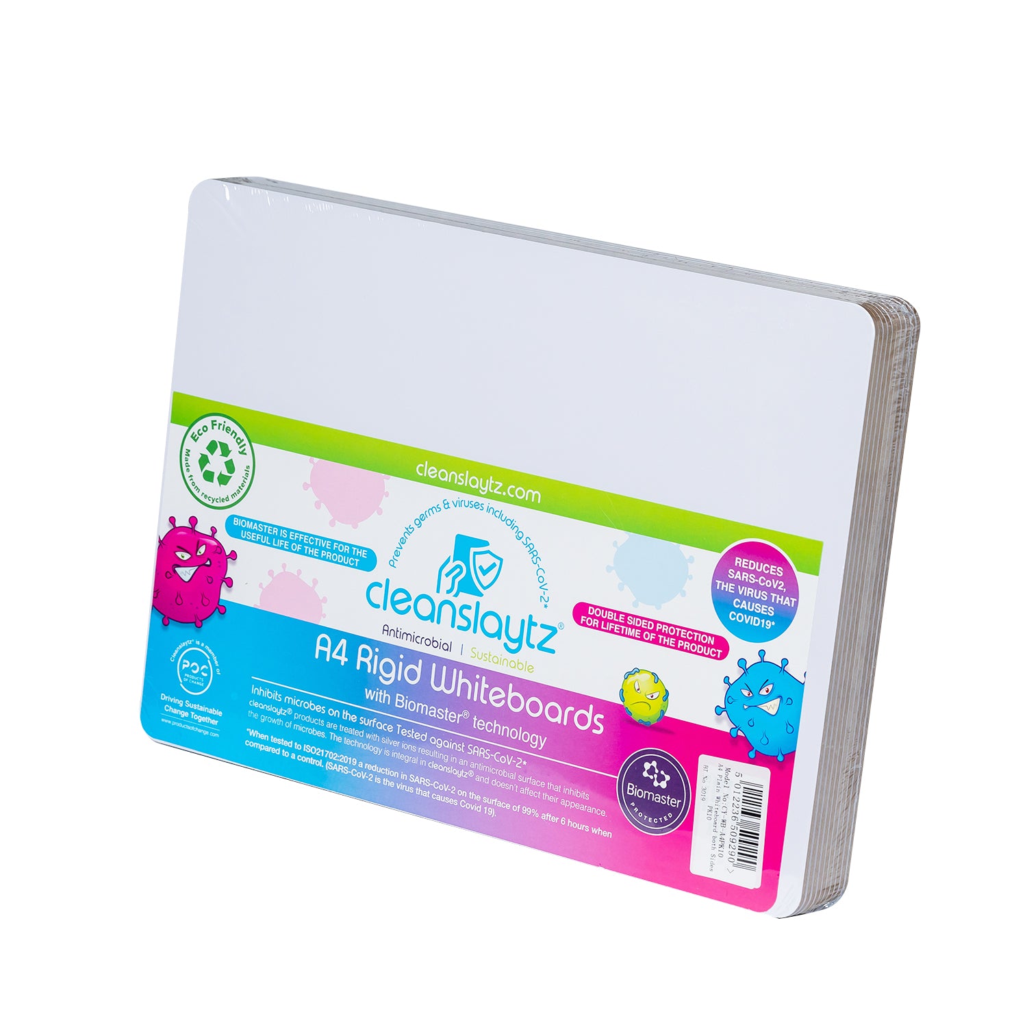 A4 Rigid Plain/Plain Eco Antimicrobial Drywipe Boards, Pack of 10