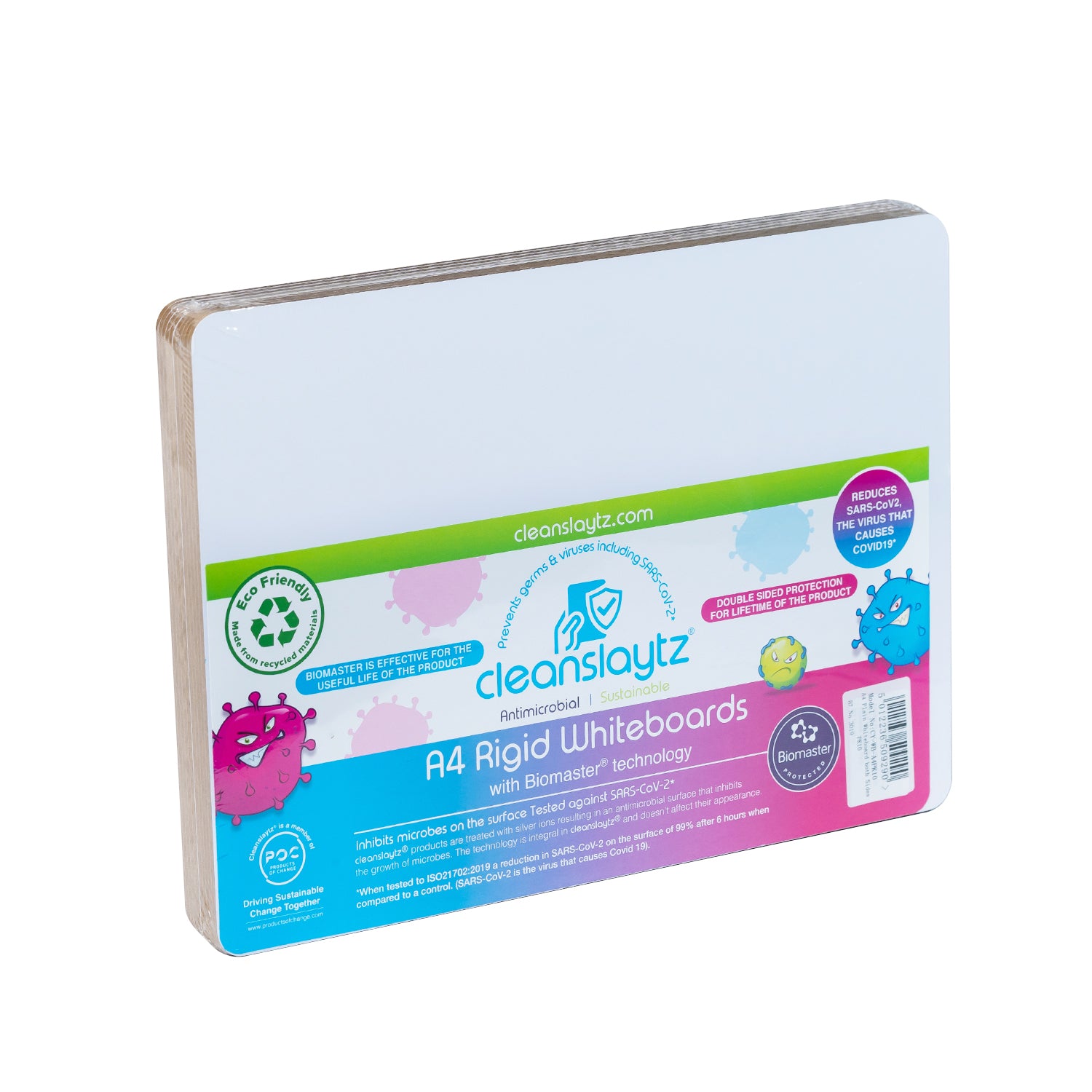 A4 Rigid Plain/Plain Eco Antimicrobial Drywipe Boards, Pack of 10