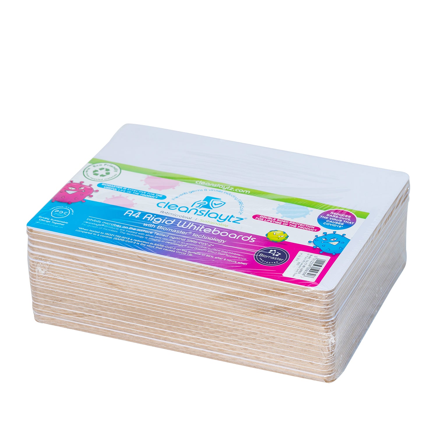 A4 Plain/Plain Eco Antimicrobial drywipe boards, Pack of 30