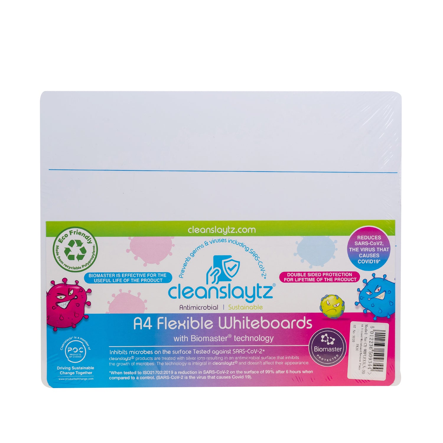 A4 Flexible 3-Lined/Plain Eco Antimicrobial Arywipe Boards, Pack of 30