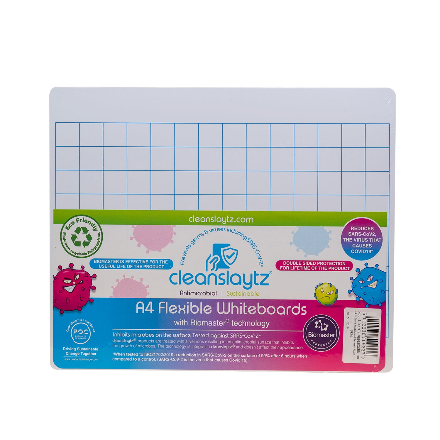 A4 Flexible Gridded/Plain Eco Antimicrobial Drywipe Boards, Pack of 30