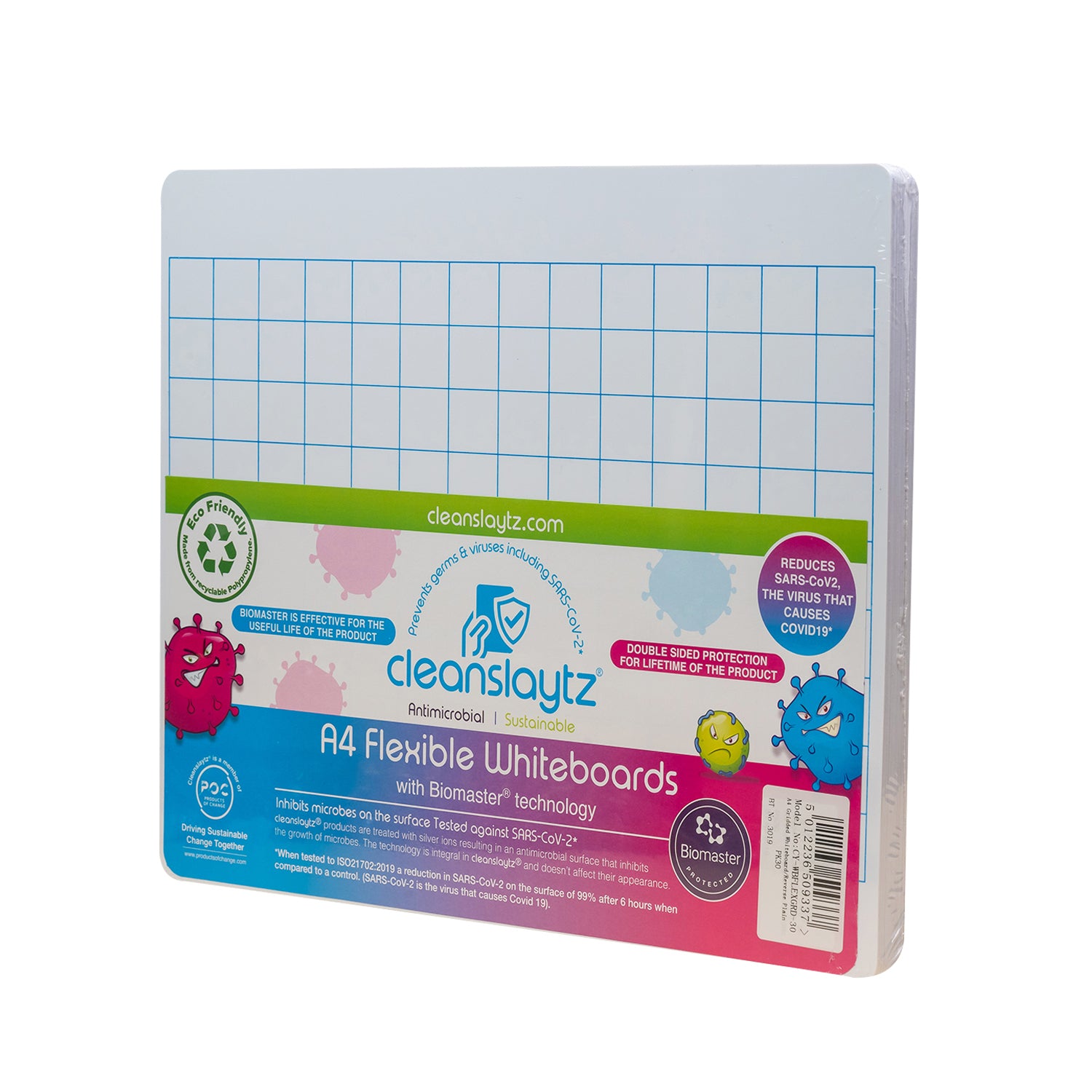 A4 Flexible Gridded/Plain Eco Antimicrobial Drywipe Boards, Pack of 30