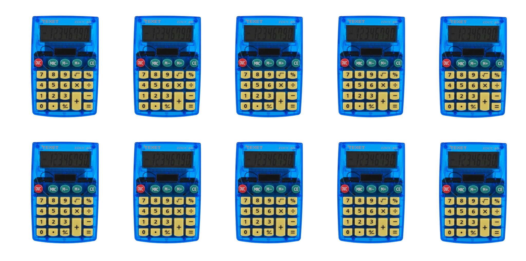 EDUC-8DPK10 Large 8 Digit Dual Powered Semi Desktop Calculator, Pack of 10