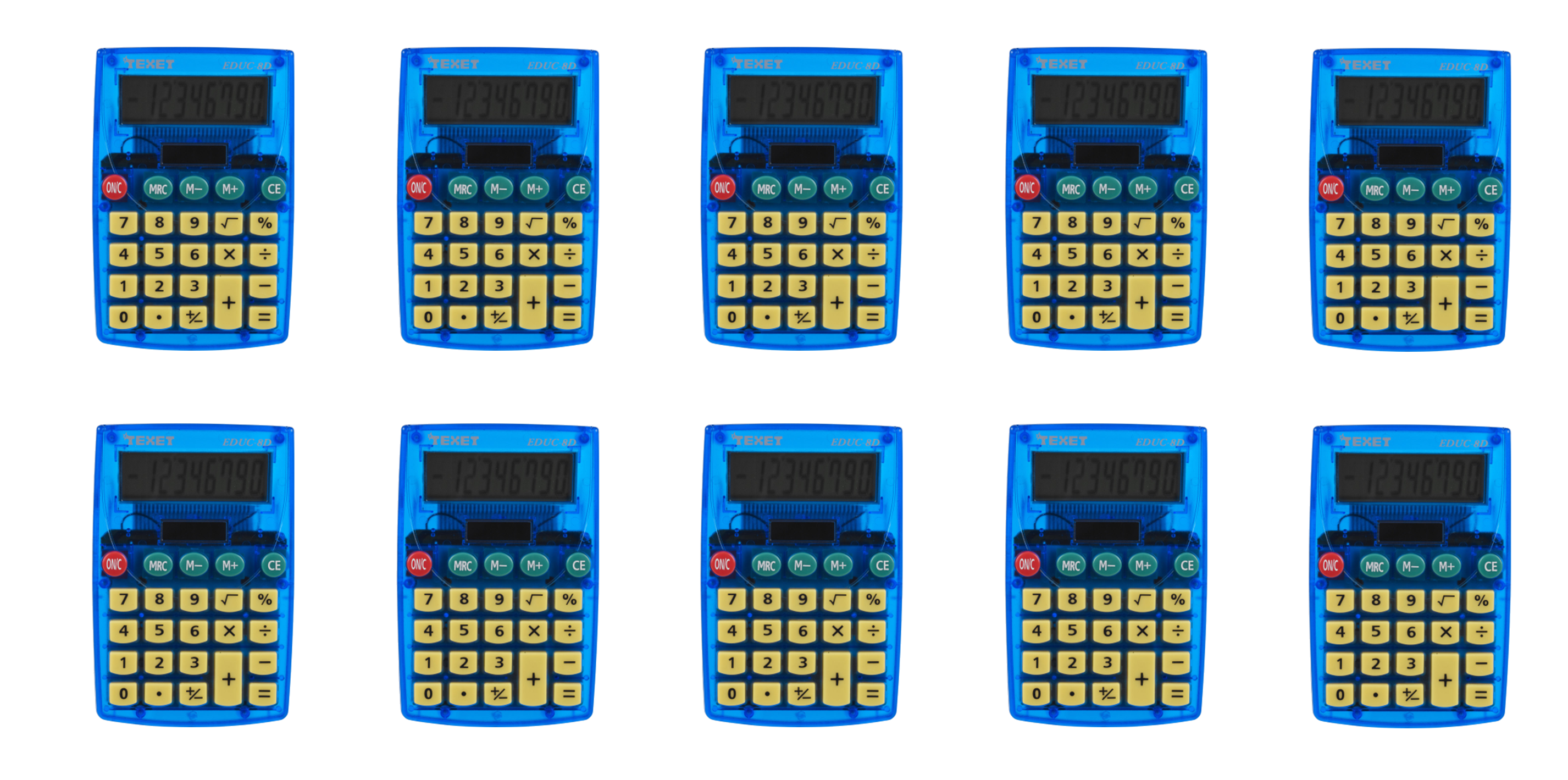EDUC-8DPK10 Large 8 Digit Dual Powered Semi Desktop Calculator, Pack of 10