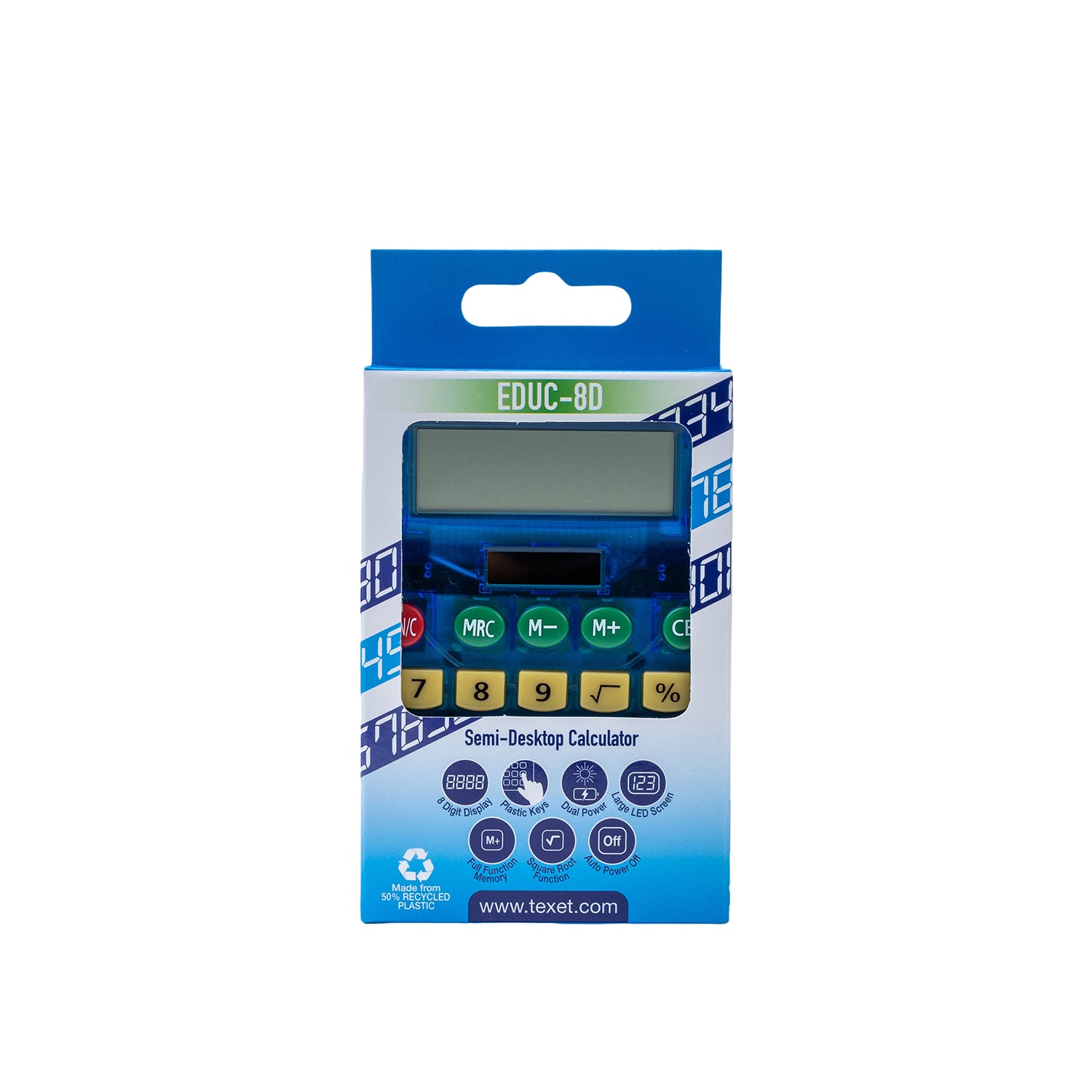 EDUC-8D Large 8 Digit Dual Powered Semi Desktop Calculator