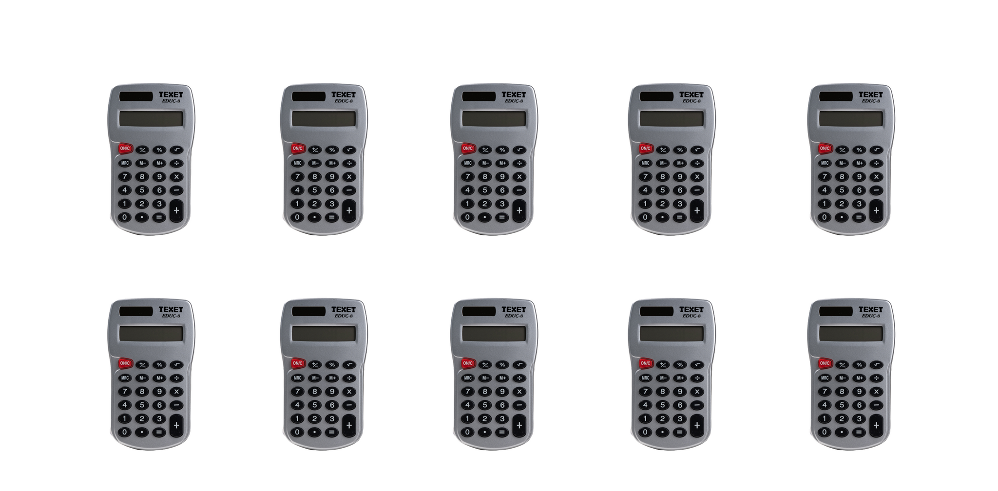 EDUC-8PK10 Large 8 Digit Dual Powered Pocket Calculator, Pack of 10