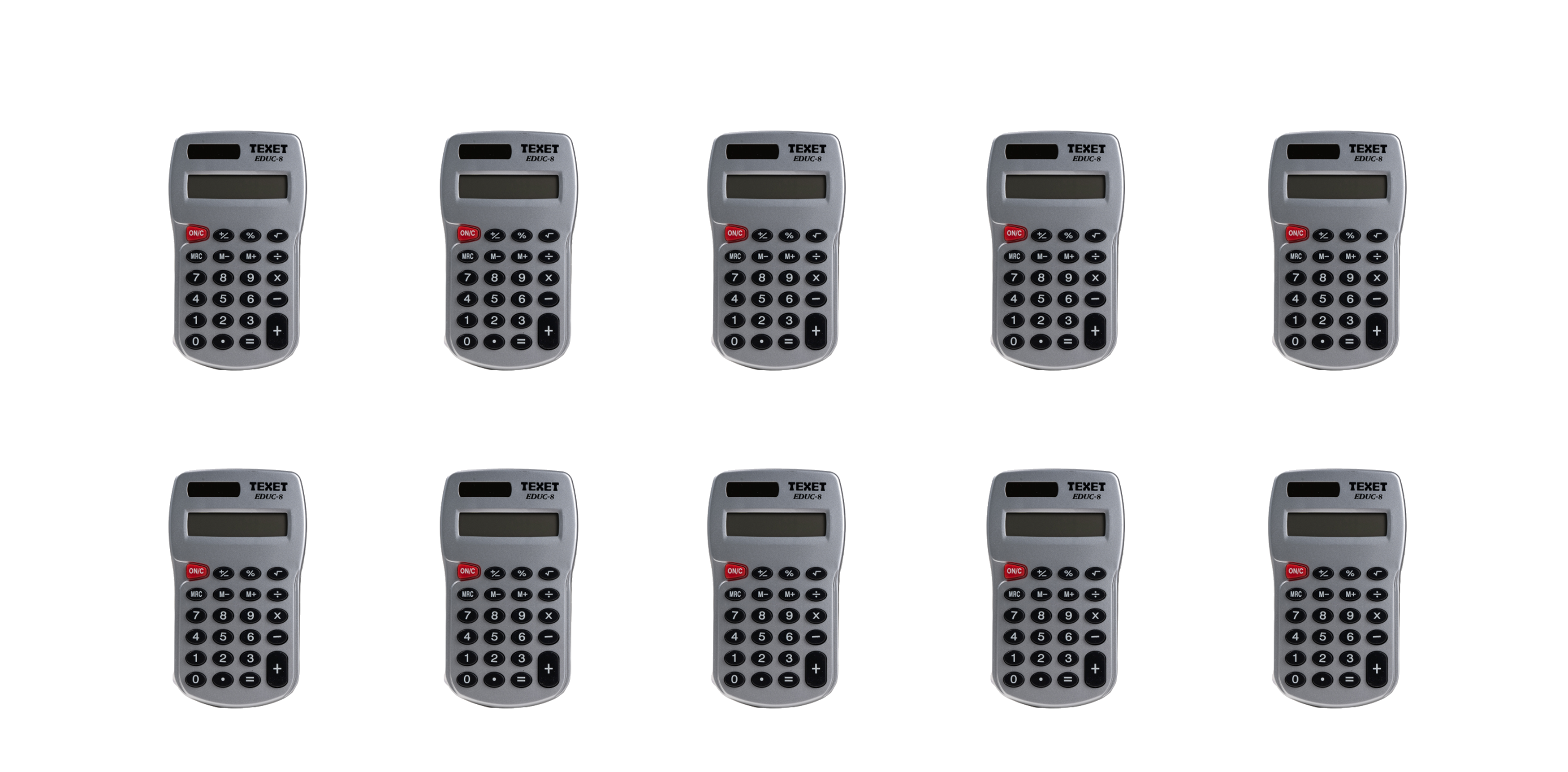 EDUC-8PK10 Large 8 Digit Dual Powered Pocket Calculator, Pack of 10