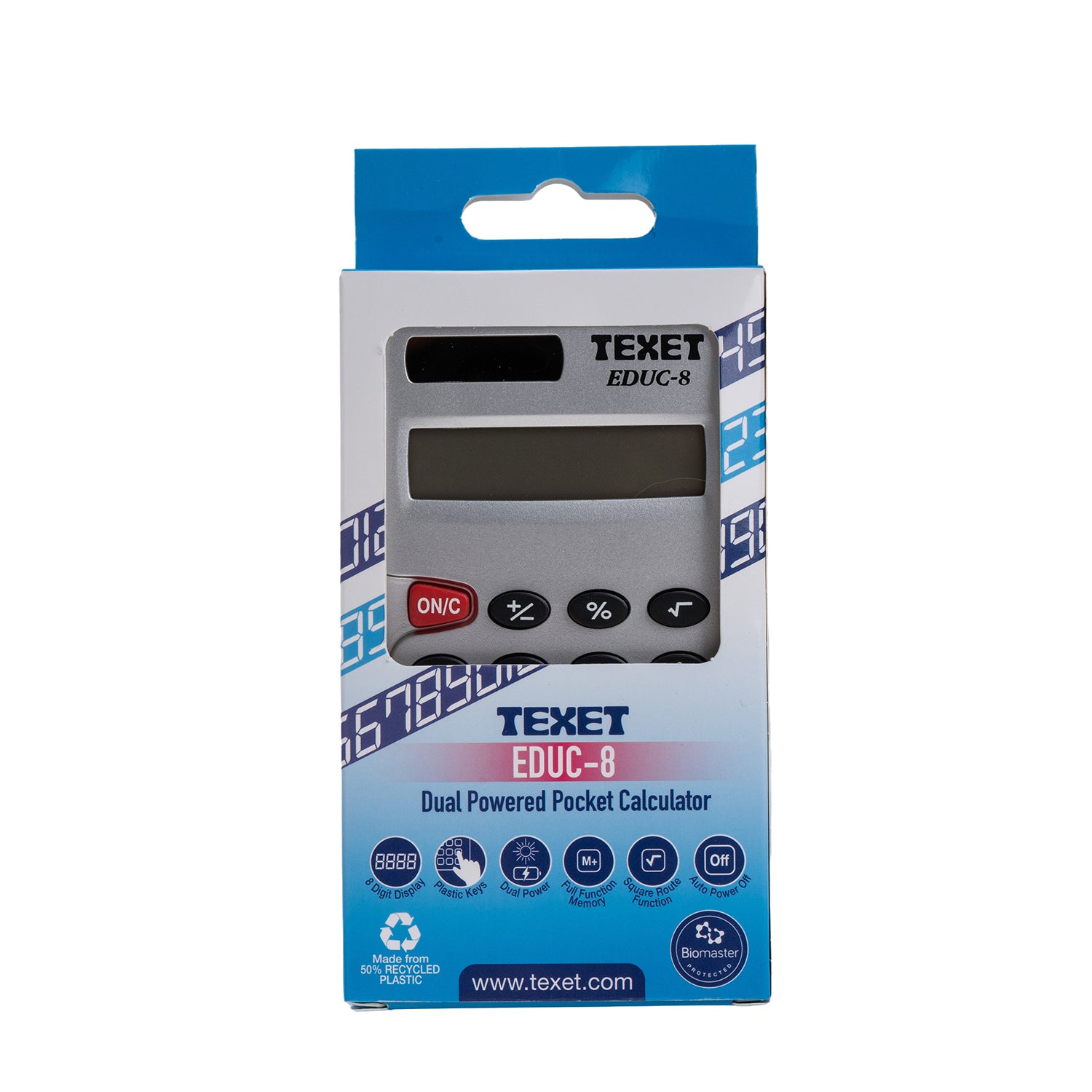 EDUC-8PK10 Large 8 Digit Dual Powered Pocket Calculator, Pack of 10