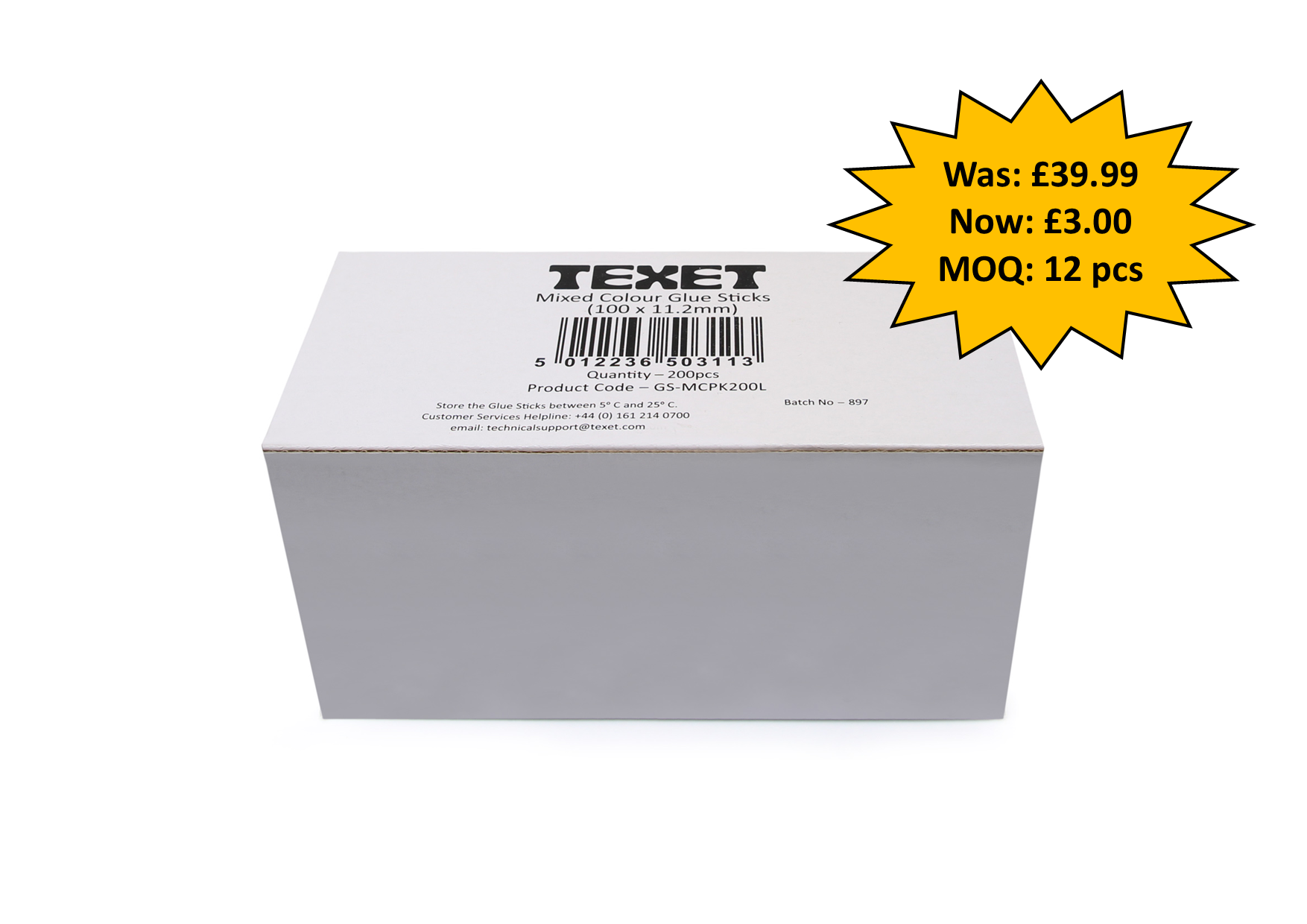 Mixed Colour Glue Sticks 100 x 11.2mm, Pack of 200