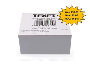 Mixed Colour Glue Sticks 100 x 7.2mm, Pack of 200