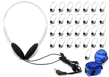 Lightweight Headset, Class Pack of 30 with Nylon Carry Case