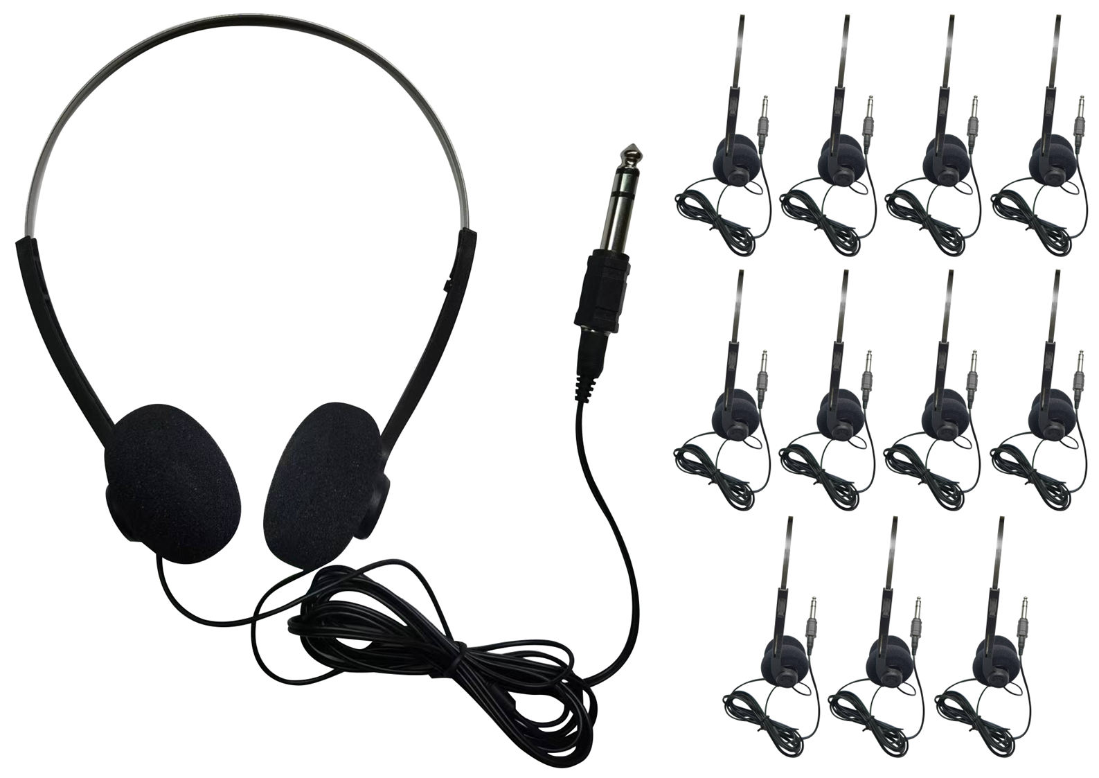 Black Walkman Style Headphone, Pack of 12