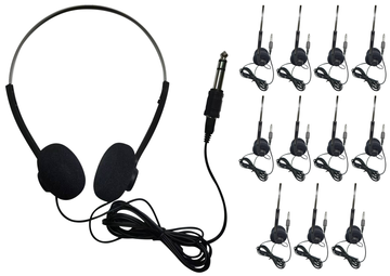 Black Walkman Style Headphone, Pack of 12