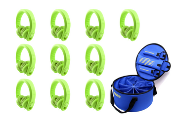 Wired Flexible Headphone for Children, Class Pack of 10 with Nylon Carry Case