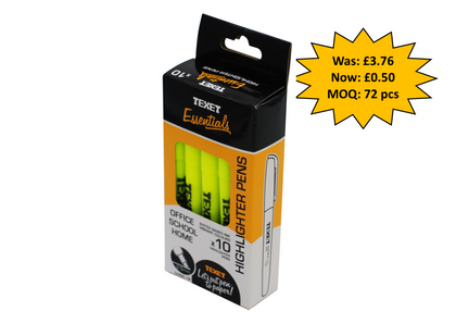 2.5mm Highlighter Pen Yellow Chisel, Pack of 10
