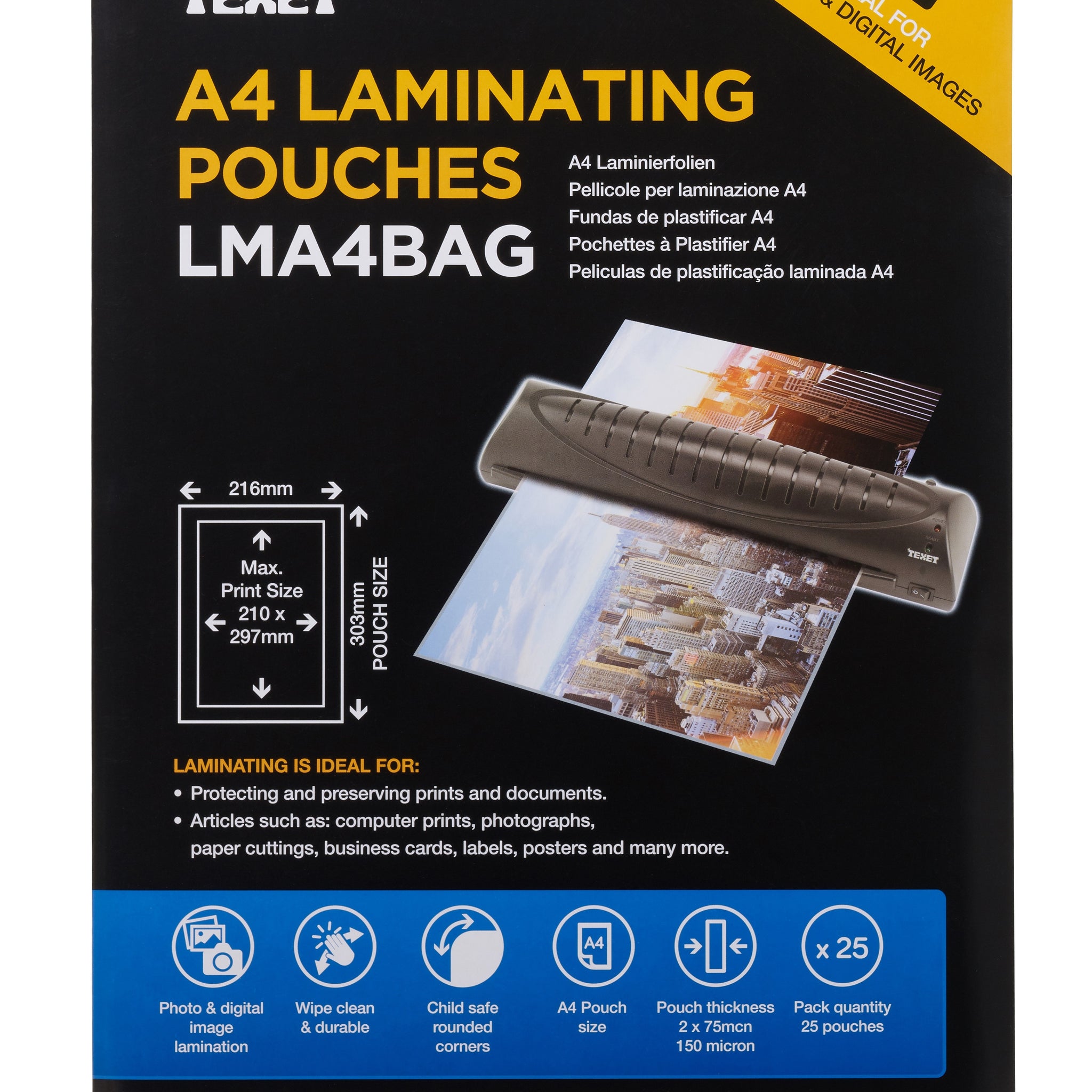 A4 Laminating Pouches, Pack of 25
