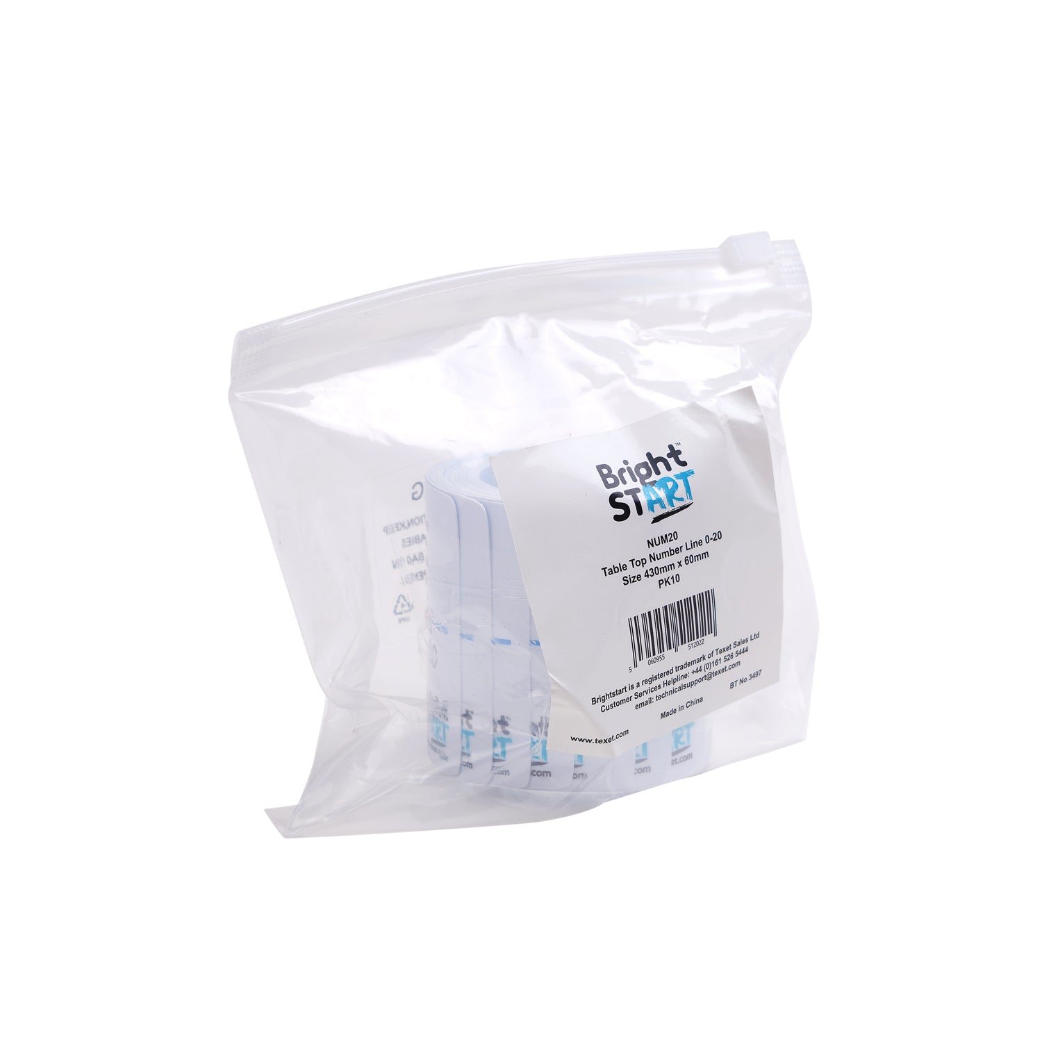 Table Top Number Line 0-20, Pack of 10