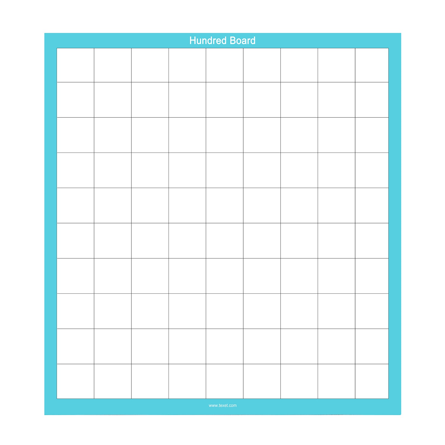 Blank Hundred Board Chart – 1-100 Math Grid for Counting, Skip Counting & Number Patterns