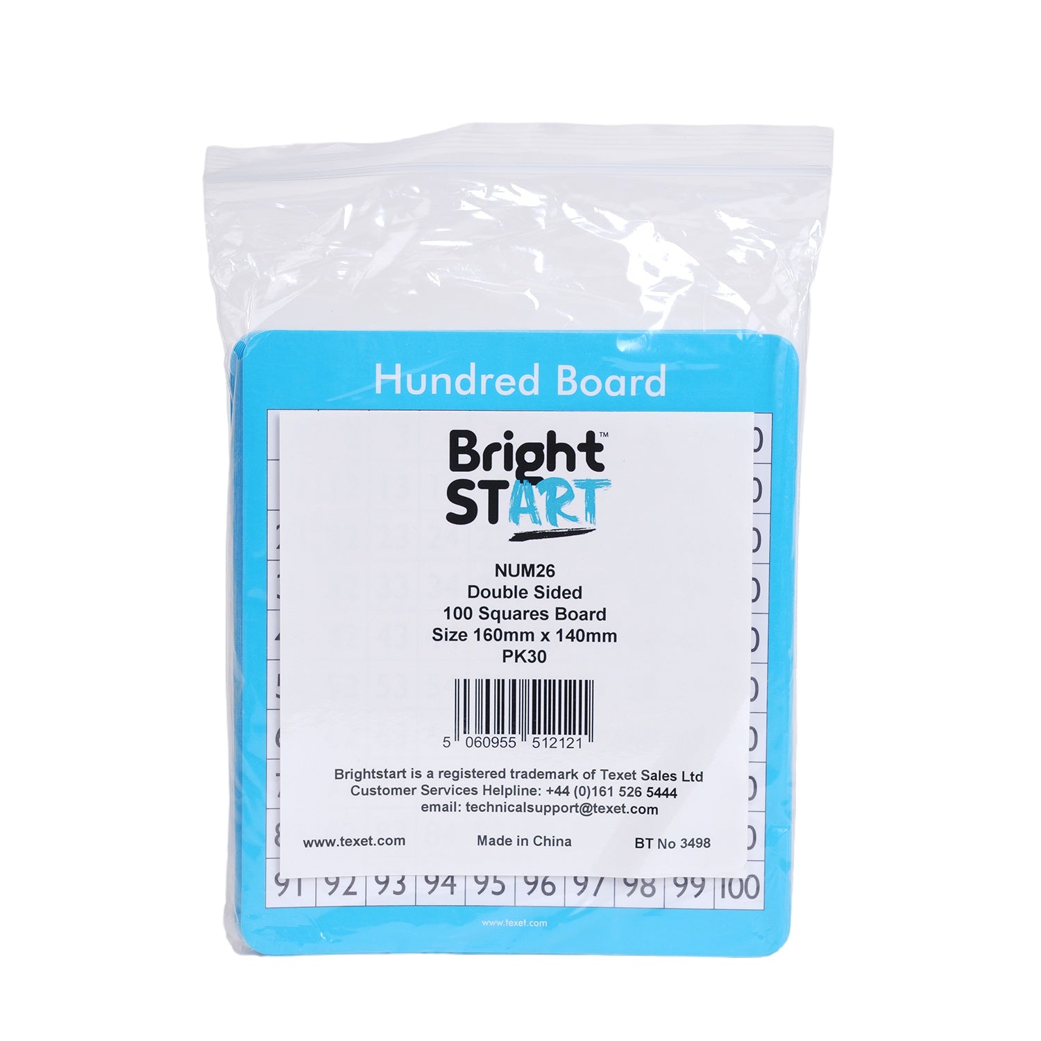 Double-Sided 100 Squares Board Small Size, Pack of 30
