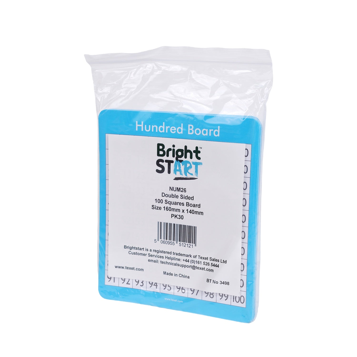 Double-Sided 100 Squares Board Small Size, Pack of 30