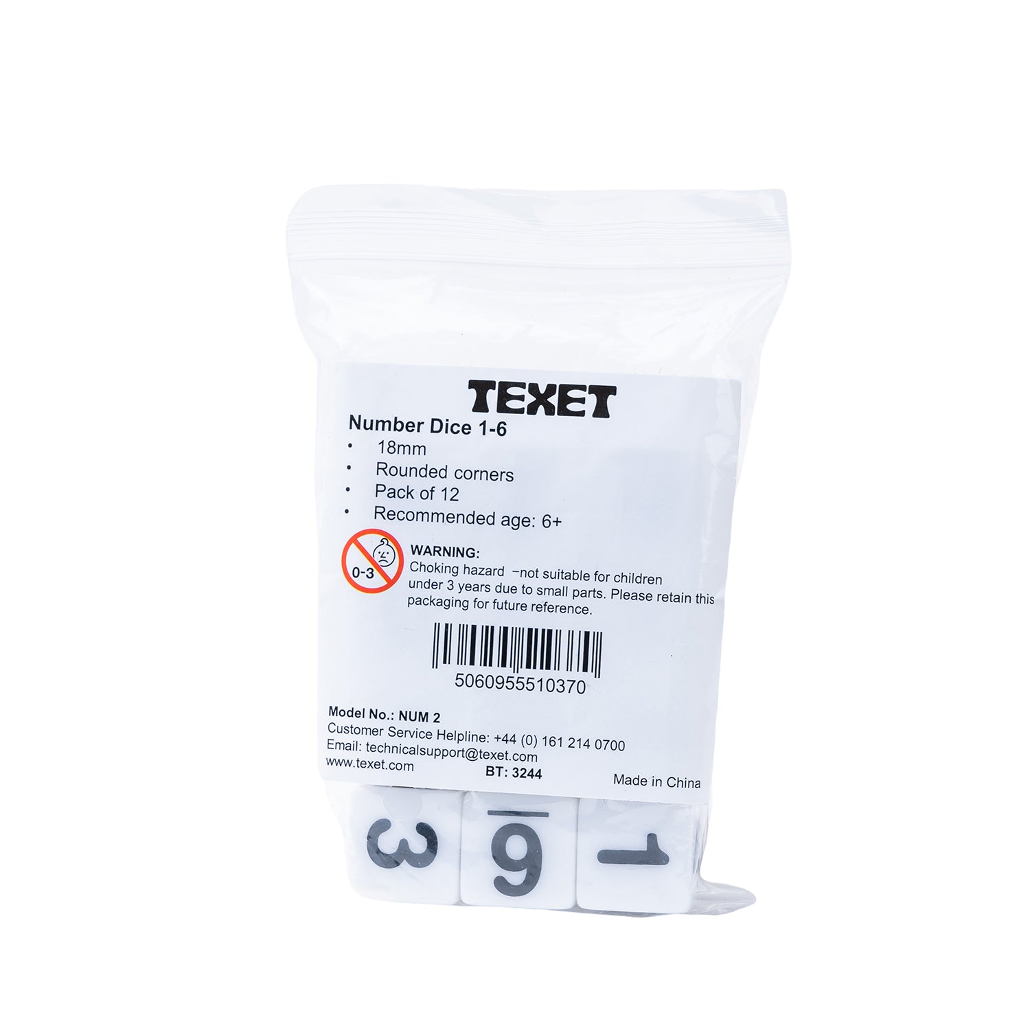 Number Dice 1 to 6, Pack of 12