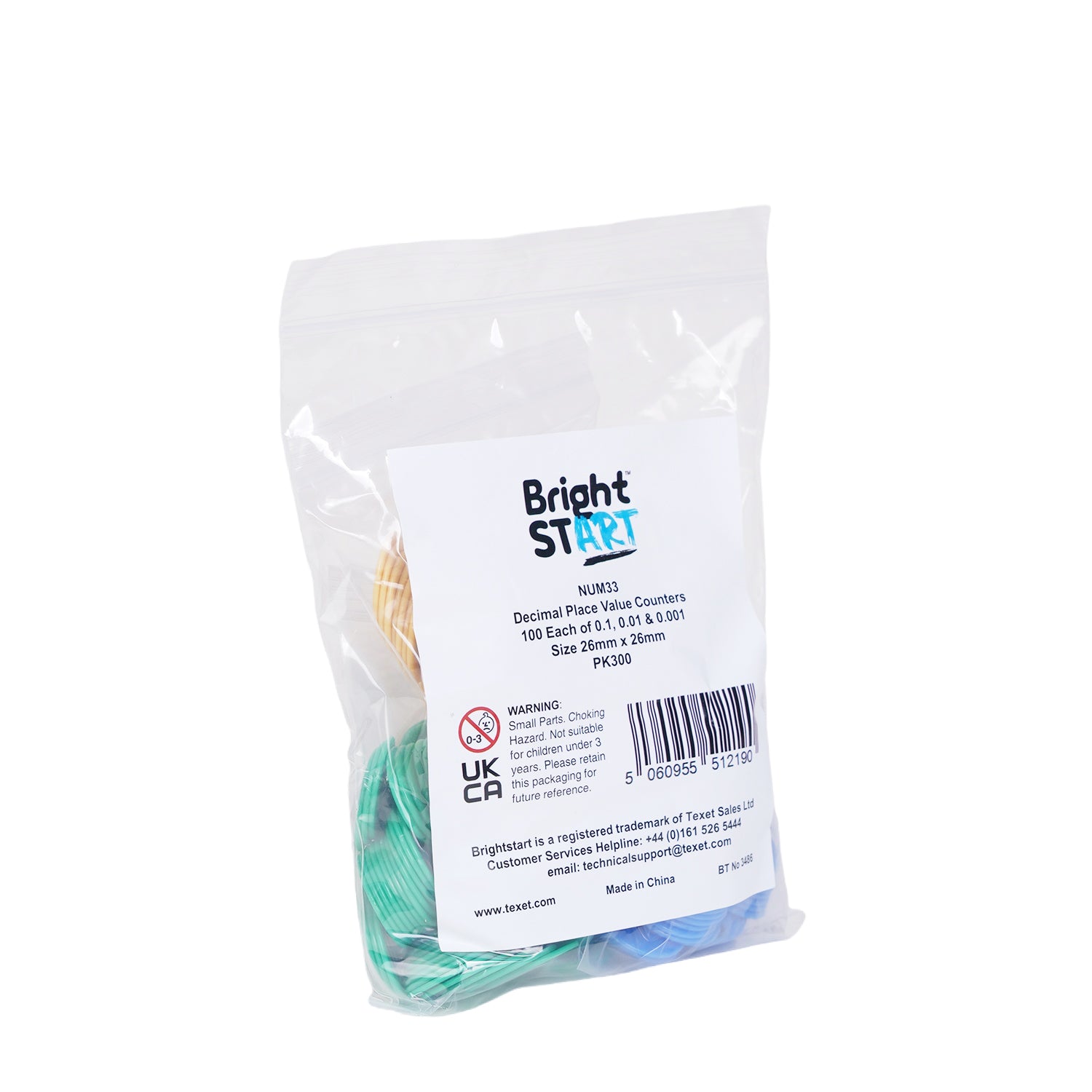 Decimal Place Value Counters Number 0.1, 0.01 & 0.001 Set, Pack of 300