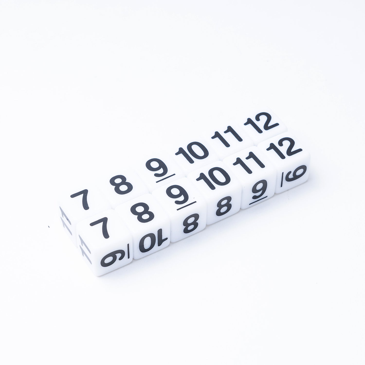 Number Dice 7 to 12, Pack of 12