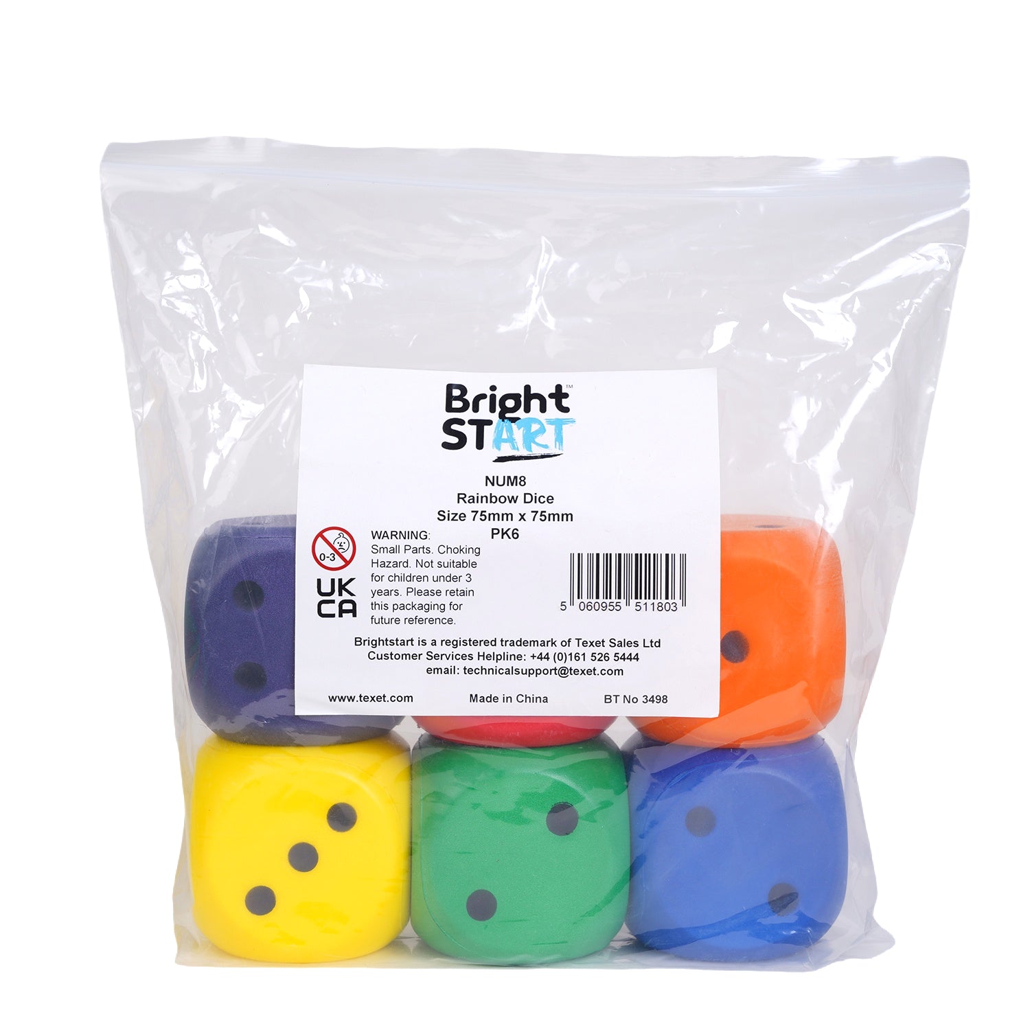 Jumbo Rainbow Dice, Pack of 6