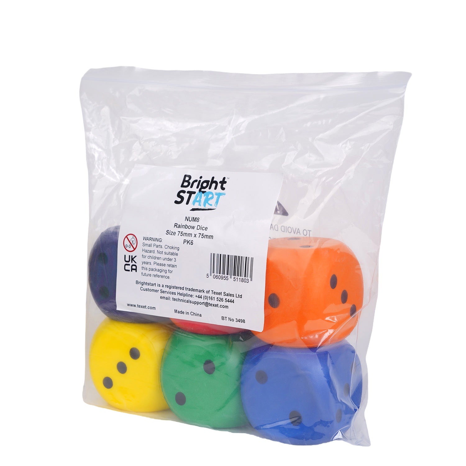Jumbo Rainbow Dice, Pack of 6