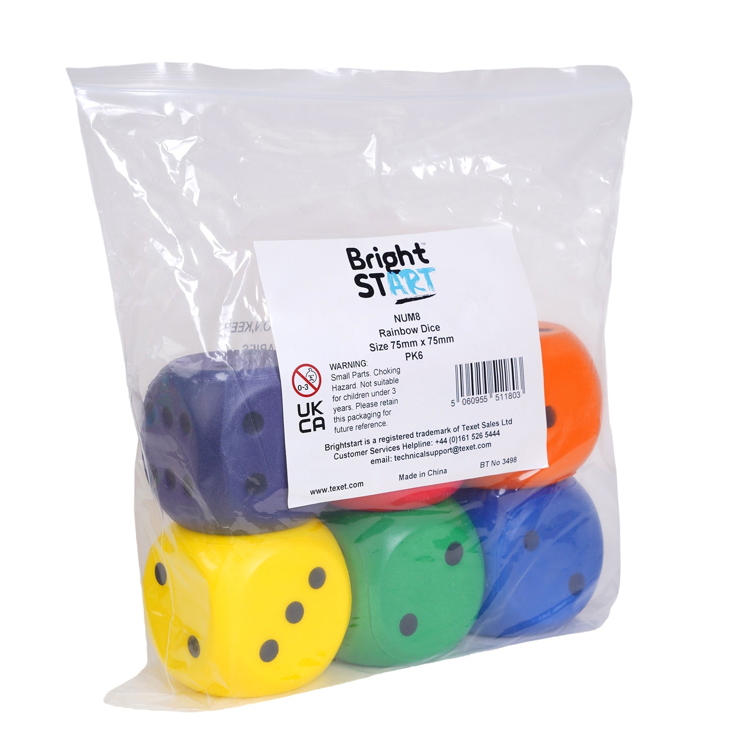 Jumbo Rainbow Dice, Pack of 6