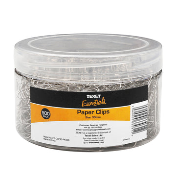 Plain Metal Paper Clips, Pack of 500
