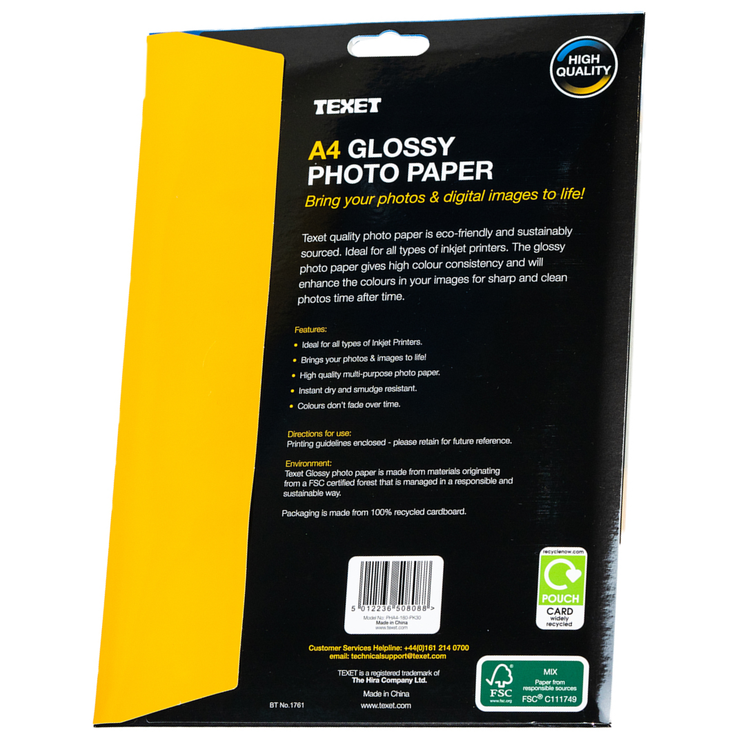 A4 Glossy Photo Paper, Pack of 30 – www.texet.com