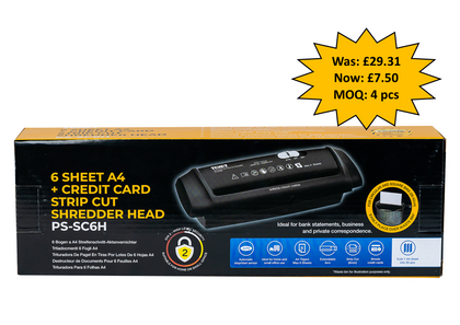 6 Sheet A4, Credit Card Strip Cut Shredder Head