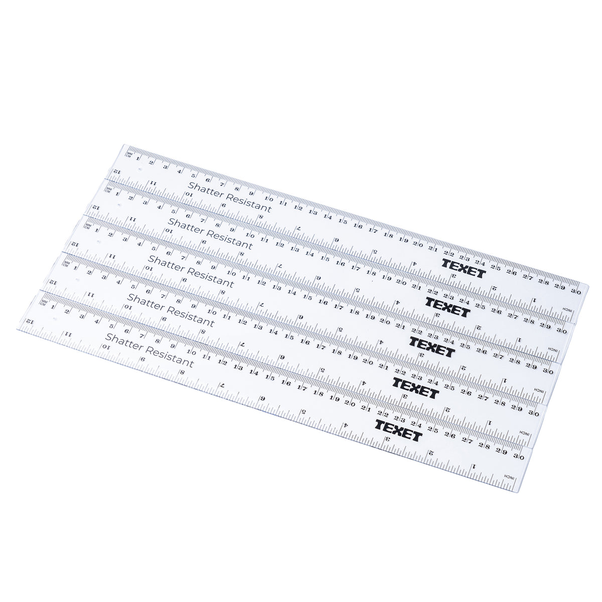 Texet Ruler Clear Ruler 30cm, Pack of 100 in cm / inches – www.texet.com