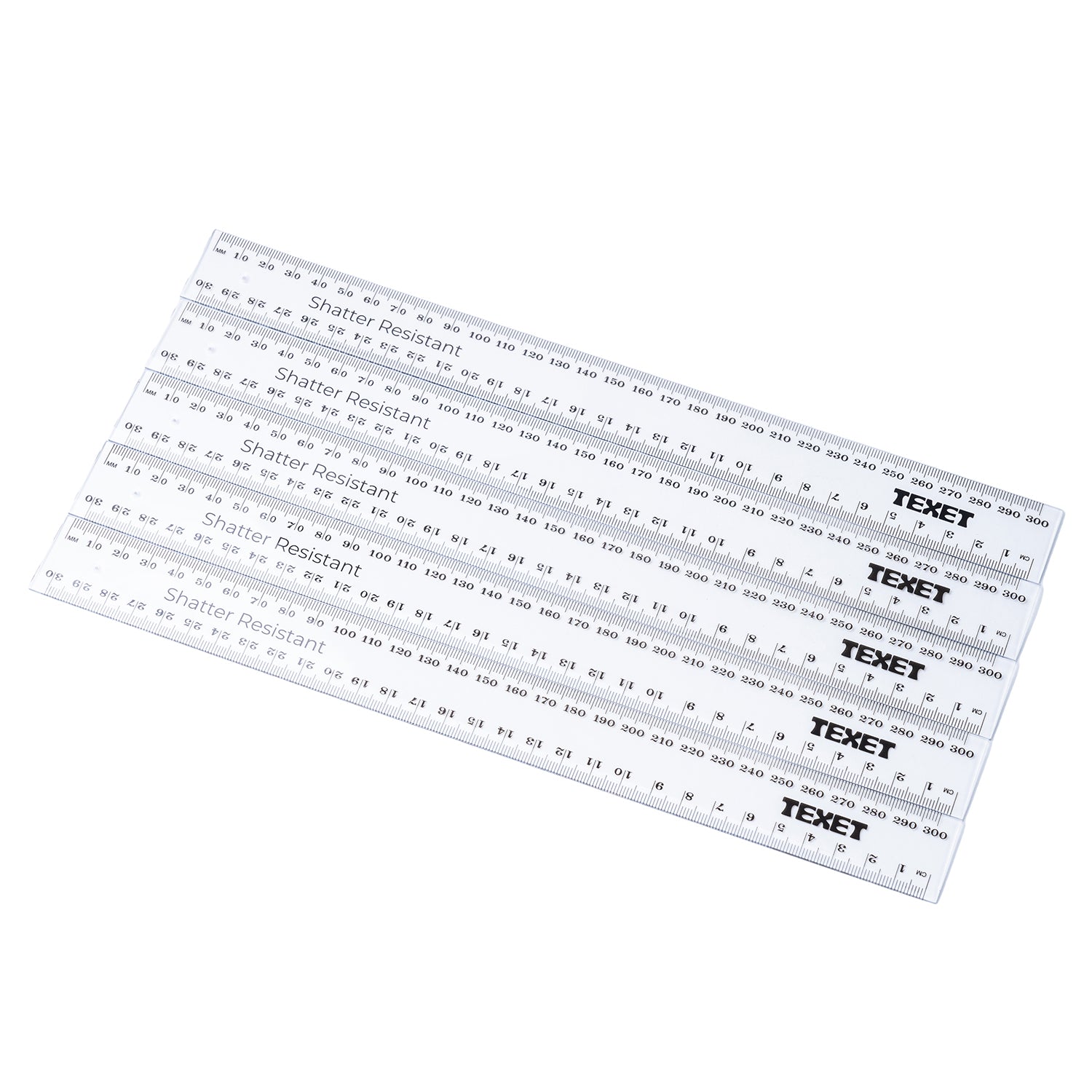 Clear Ruler 30cm, Pack of 100 in cm/mm