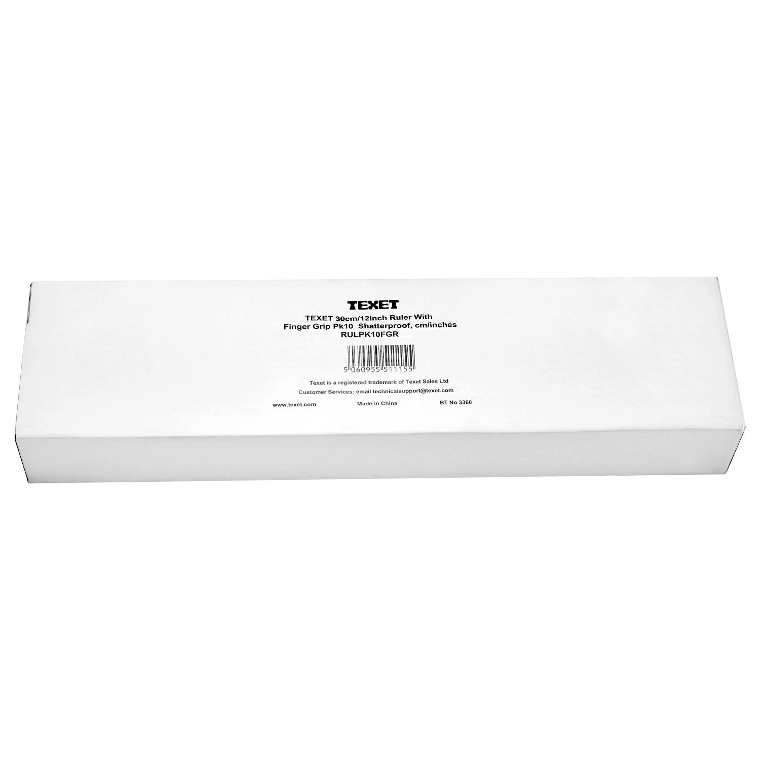 Clear Ruler 30cm with Finger Grip, Pack of 10 in cm / inches