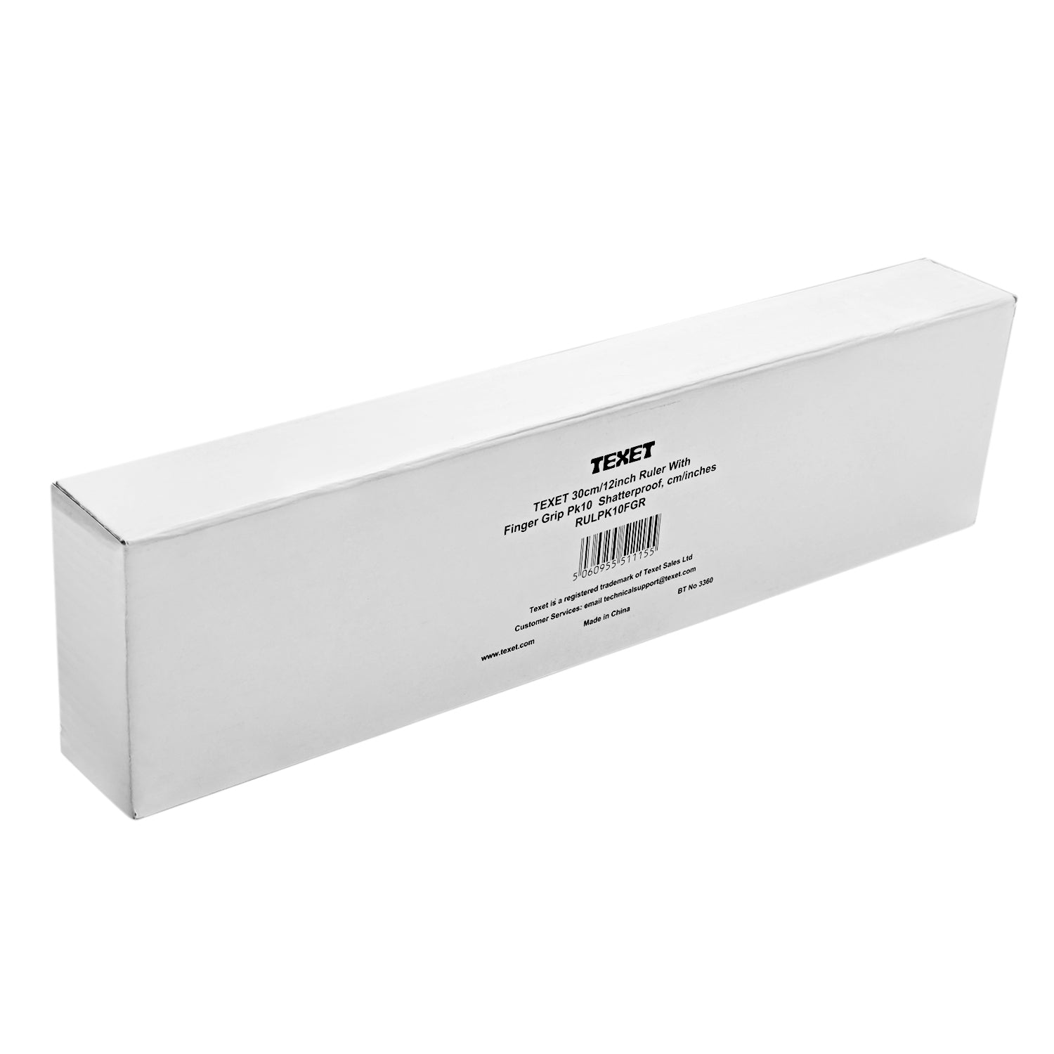 Clear Ruler 30cm with Finger Grip, Pack of 10 in cm / inches