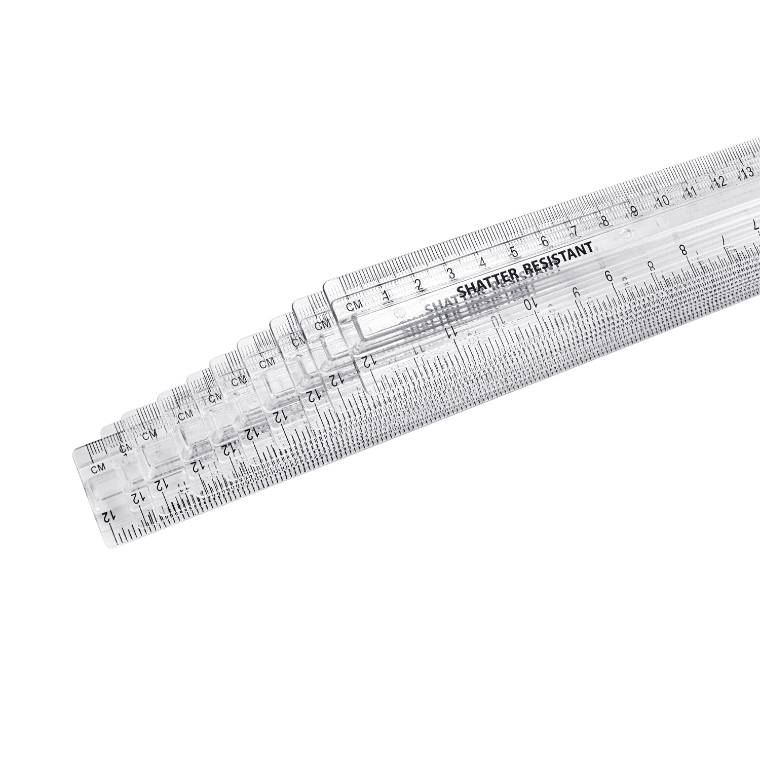 Clear Ruler 30cm with Finger Grip, Pack of 10 in cm / inches
