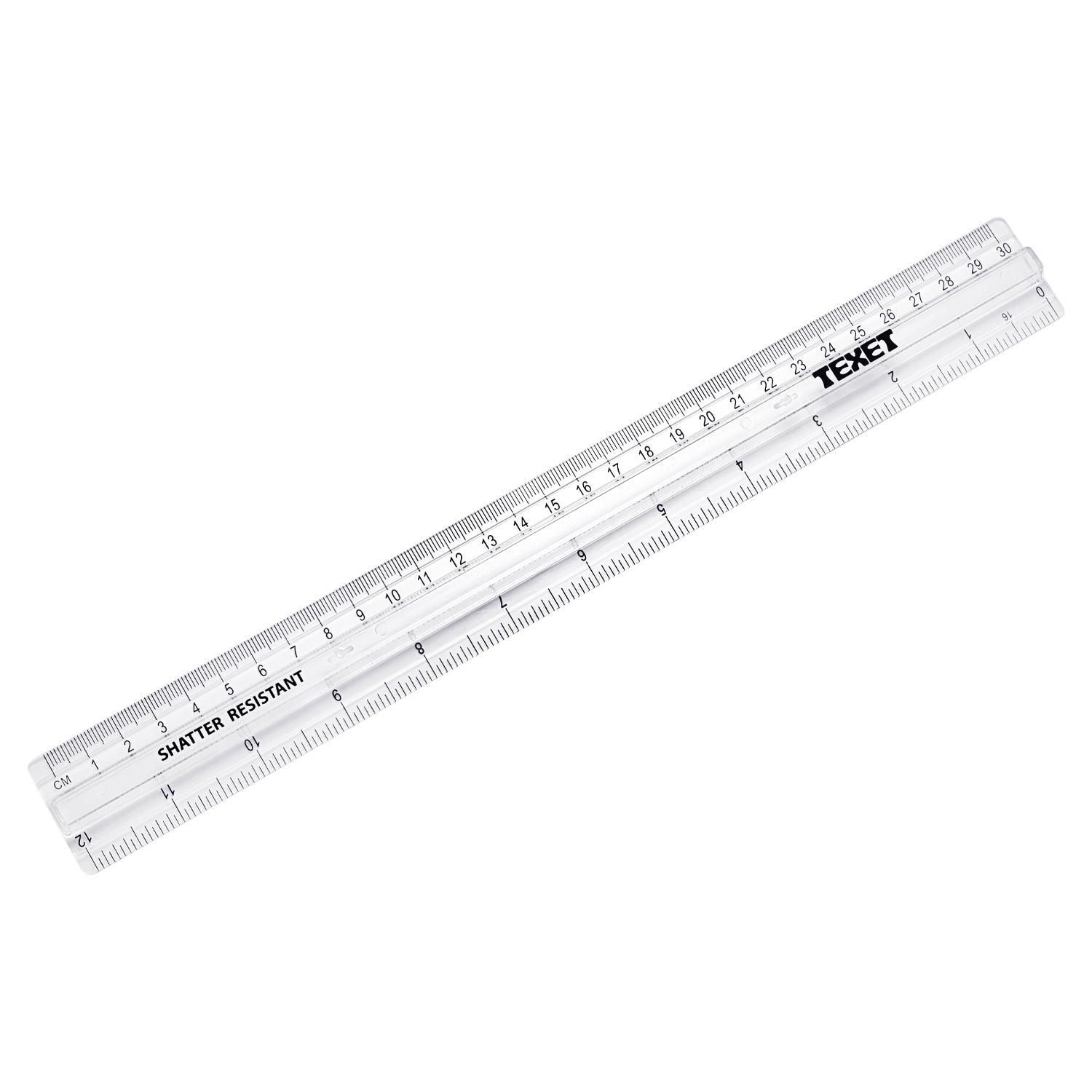 Clear Ruler 30cm with Finger Grip, Pack of 10 in cm / inches
