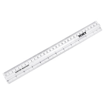 Clear Ruler 30cm with Finger Grip, Pack of 10 in cm / inches
