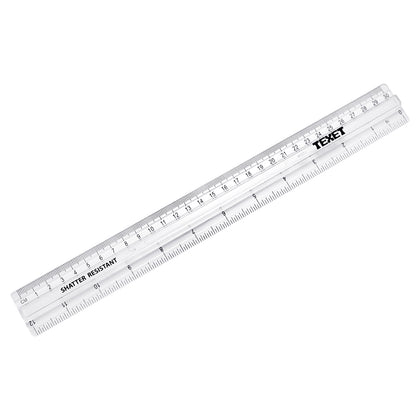 Clear Ruler 30cm with Finger Grip, Pack of 10 in cm / inches