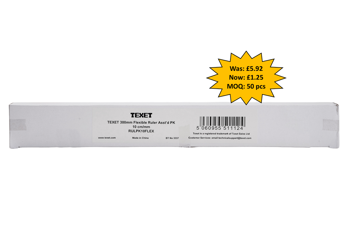 Texet Ruler Flexible Ruler, 30cm Pack of 10 in cm / mm – www.texet.com