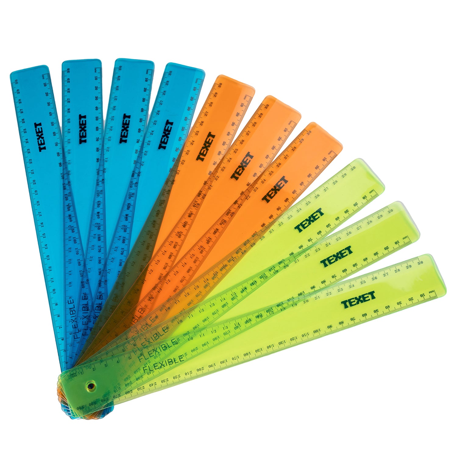 Texet Ruler Flexible Ruler, 30cm Pack of 10 in cm / mm – www.texet.com