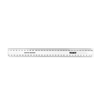 Clear Ruler, 300mm Pack of 10 in cm / mm