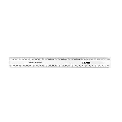 Clear Ruler, 300mm Pack of 10 in cm / mm